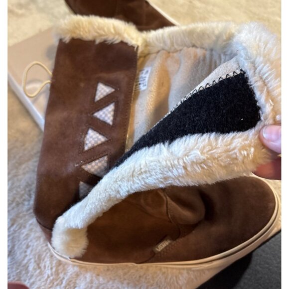 Vans Dasan Sneaker Boots Women’s Size 7 Brown Suede Fur Lined Tall Skull Button - Picture 11 of 14